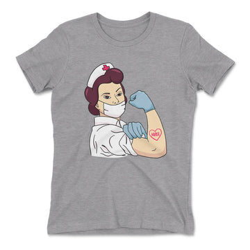 Strong Nurse Womens T-Shirt in Heather Grey color